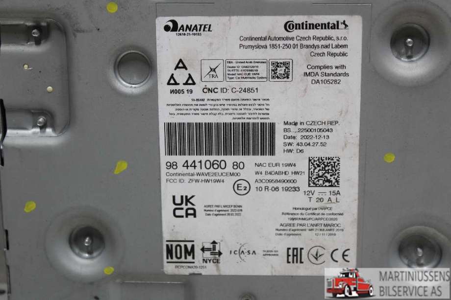 Bilstereo til Opel Corsa F 2019-->>  (OPEL||98 441060 80)