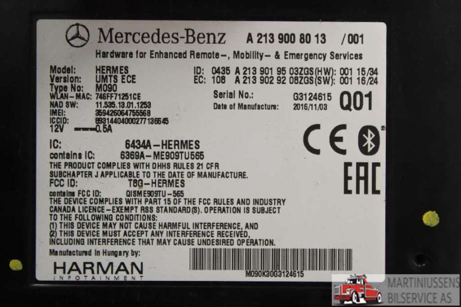 Bilstereo til Mercedes E-Klasse 2016-2023 (W213) (W213) (MERCEDES||A 213 900 4215/001)