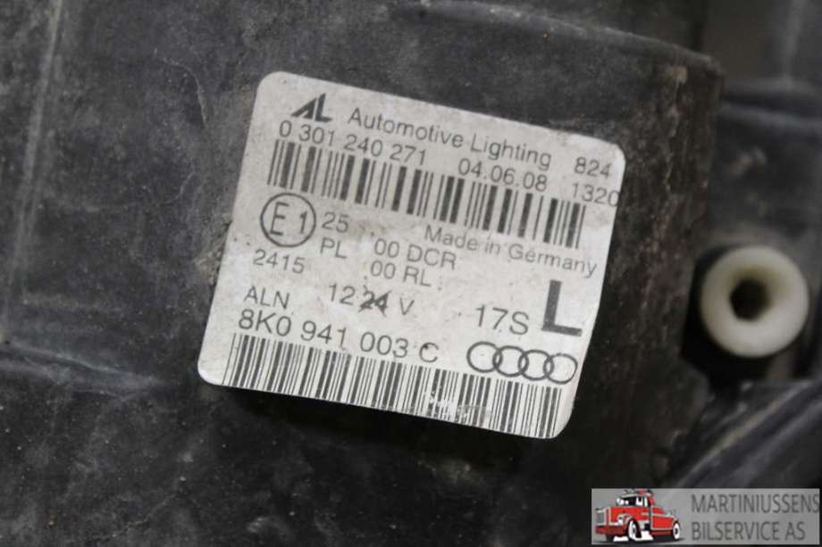 Frontlykt venstre xenon til Audi A4 2007-2014 (Type IV) (B8) (B8) (AUDI|8K0 941 003 C|)