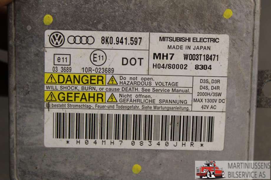 Styreenhet xenon/ballast til Audi A4 2007-2014 (Type IV) (B8) (B8) (AUDI||8K0.941.597)