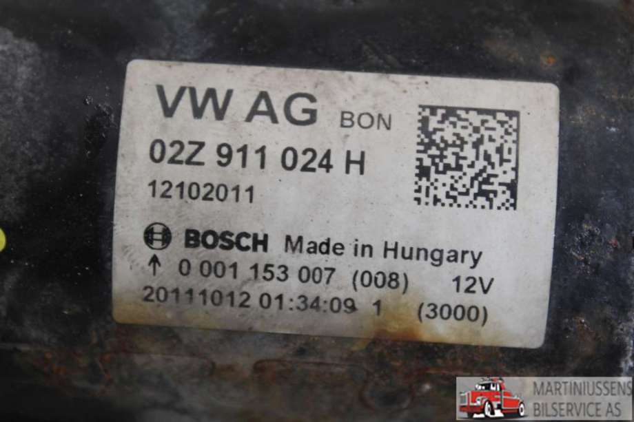 Starter diesel til VW Passat 2011-2015 (B7) (B7) (VOLKSWAGEN||02Z 911 024 H)