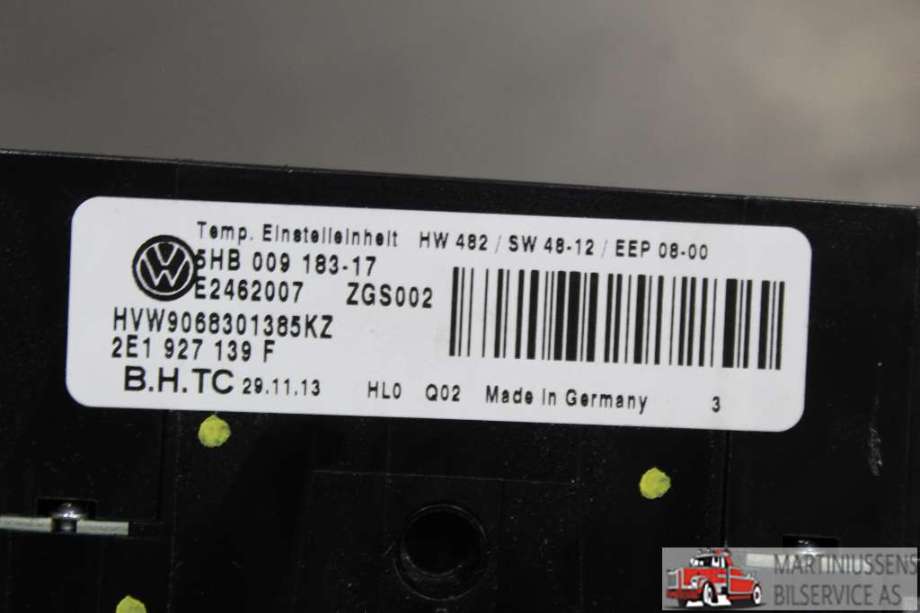Varmeapparat betjening til VW Crafter 2011-2016 (Type I, Fase 2)  (VOLKSWAGEN||2E1 927 139 F)