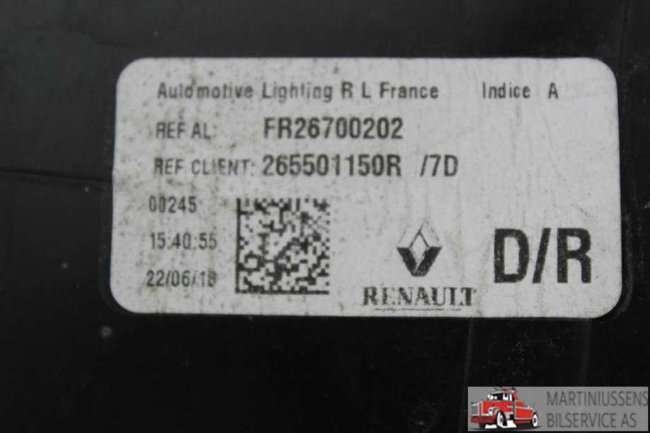 Baklykt høyre til Renault Megane 2016-->> Type IV  (RENAULT||FR26700202)