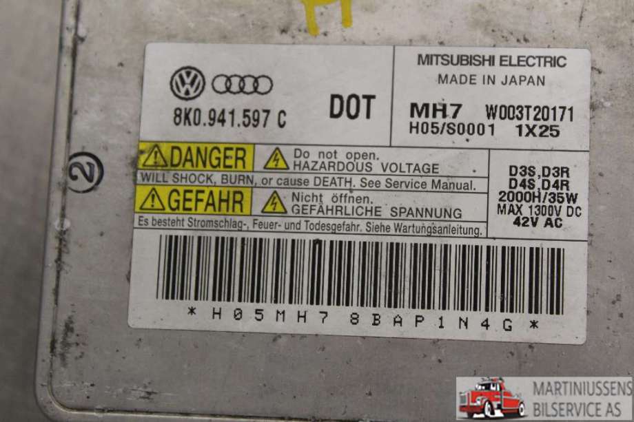 Styreenhet xenon/ballast til Audi A8 2010-2013 (Type III, Fase 1)  (AUDI|8K0.941.597.C|)