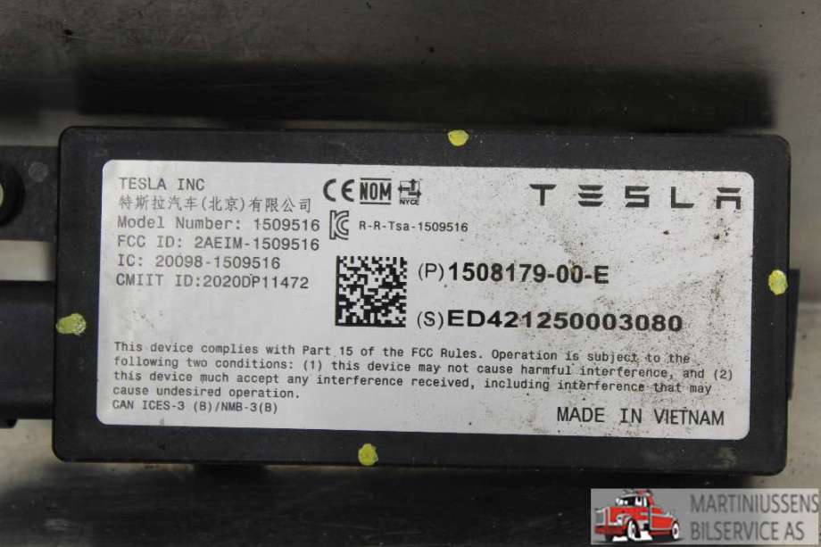 Styreenhet bluetooth til Tesla Model Y 2021-2024 (Type I)  (TESLA|1508179-00-E|)