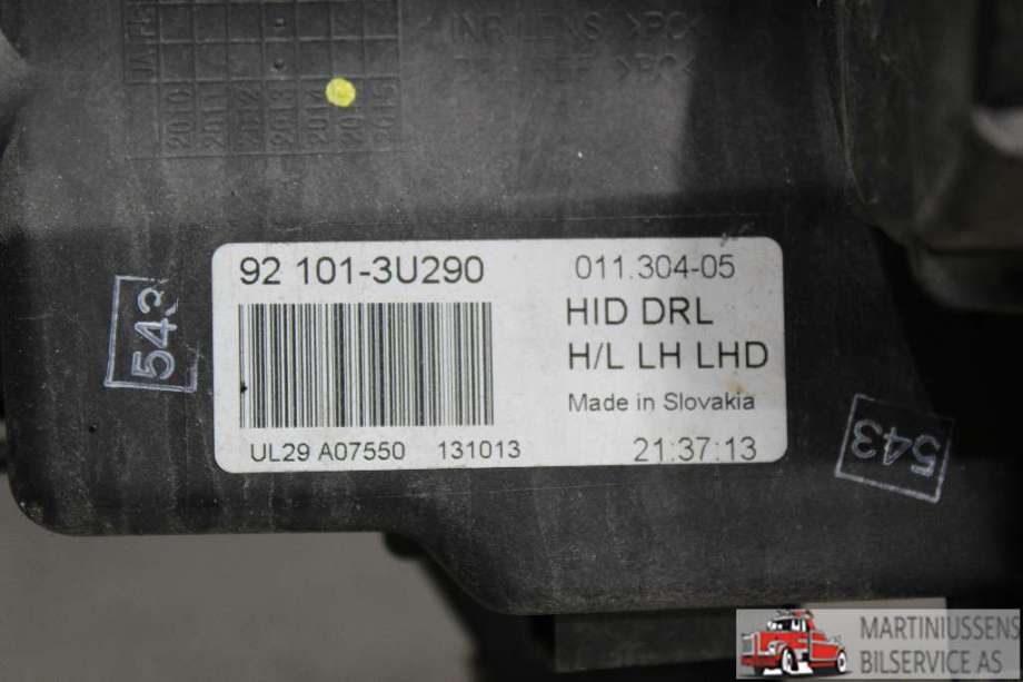 Frontlykt venstre halogen til Kia Sportage 2010-2016 (Type III)  (KIA||92 101-3U290)
