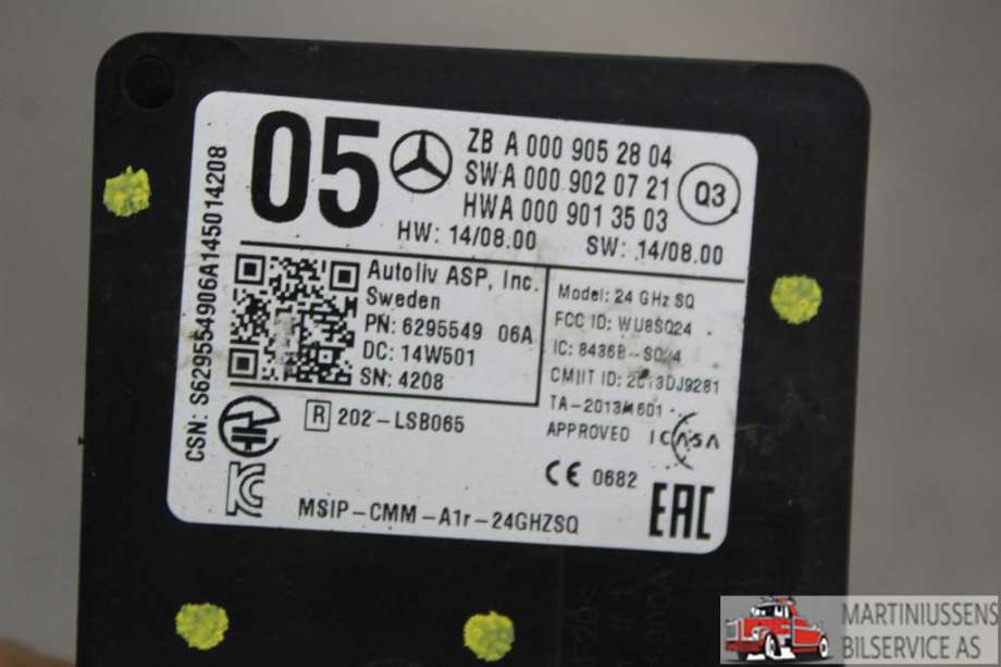 Sensor radar til Mercedes CLA 2013-2019 (C117) (C117) (MERCEDES||ZB A 000 905 28 04)