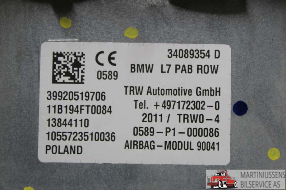 Airbag passasjer til BMW 1-Serie 2011-2015 (Fase 1) (F20/F21) (F20/F21) (BMW||34089354)