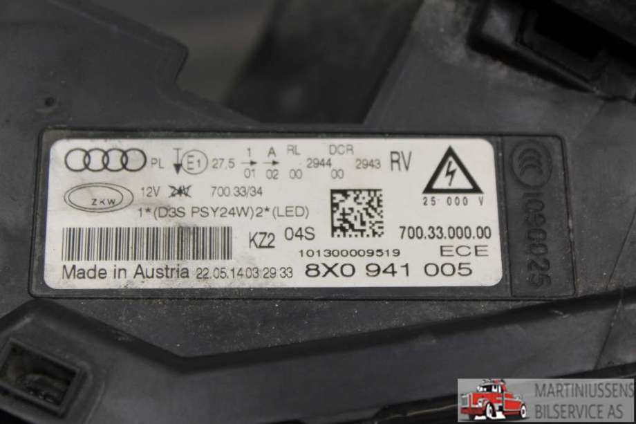 Frontlykt venstre halogen til Audi A1 2010-2014 (Type I, Fase 1)
