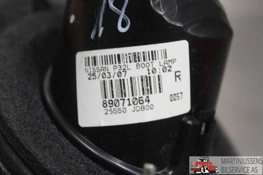 Baklykt høyre indre til Nissan Qashqai 2007-2010 (Type I, Fase 1)  (NISSAN||89071064)