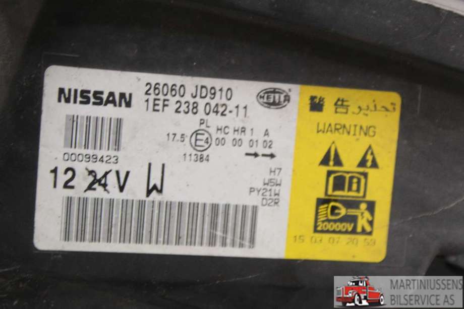 Frontlykt venstre xenon til Nissan Qashqai 2007-2010 (Type I, Fase 1)  (NISSAN||26060 JD910)