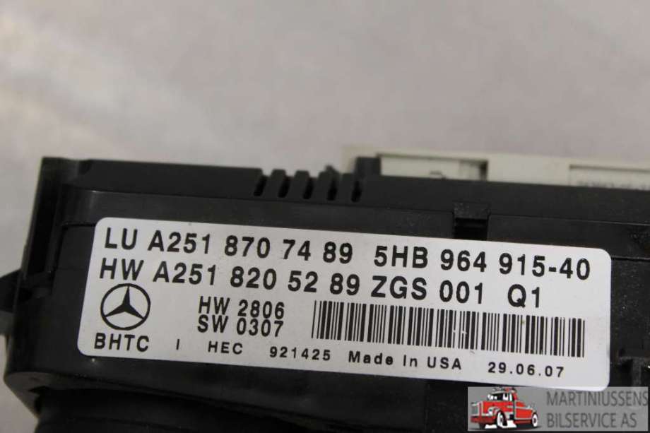 Varmeapparat betjening til Mercedes ML 2005-2011 (W164) (W164) (MERCEDES||A 251 870 74 89)