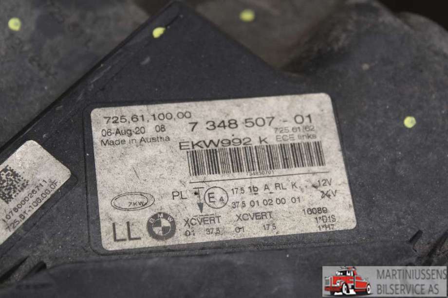 Frontlykt venstre halogen til BMW 7-Serie 2009-2015 (F01/F02/F03/F04) (F01/F02/F03/F04) (BMW|63 11 7 348 507|)