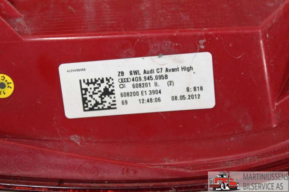 Baklykt venstre til Audi A6 2011-2014 (Type IV, Fase 1) (C7) (C7) (AUDI||4G9.945.095B)