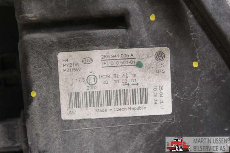 Frontlykt venstre halogen til VW Caddy 2010-2015 (Type III, Fase 2)  (VOLKSWAGEN||2K5 941 005 A)