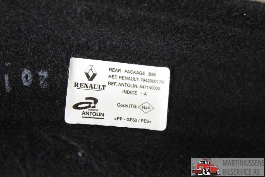 Hattehylle til Renault Megane 2009-2016 Type III  (RENAULT|)
