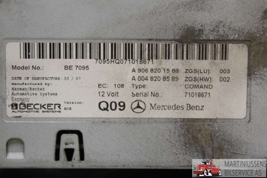 Bilstereo til Mercedes B-Klasse 2005-2008 (Fase 1) (W245) (W245) (MERCEDES||A 906 820 15 89)
