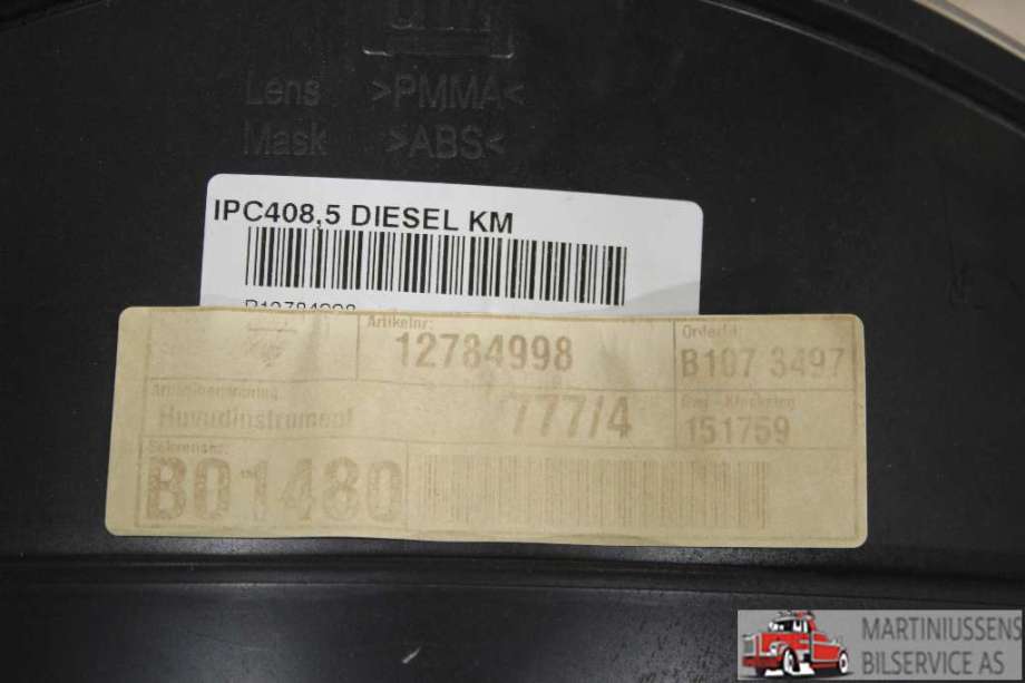Speedometer til Saab 9-3 2008-2011 (Type II, Fase 2)  (SAAB||12784998)