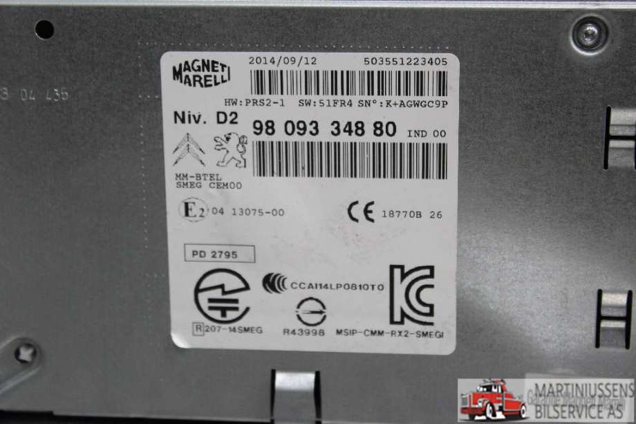 Bilstereo til Citroën C4, Picasso 2013-2018 (Type II)  (CITROEN||98 093 348 80)