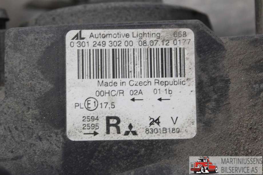 Frontlykt høyre halogen til Mitsubishi Colt 2009-2013 (Type VII, Fase 2)  (MITSUBISHI||0 301 249 00)