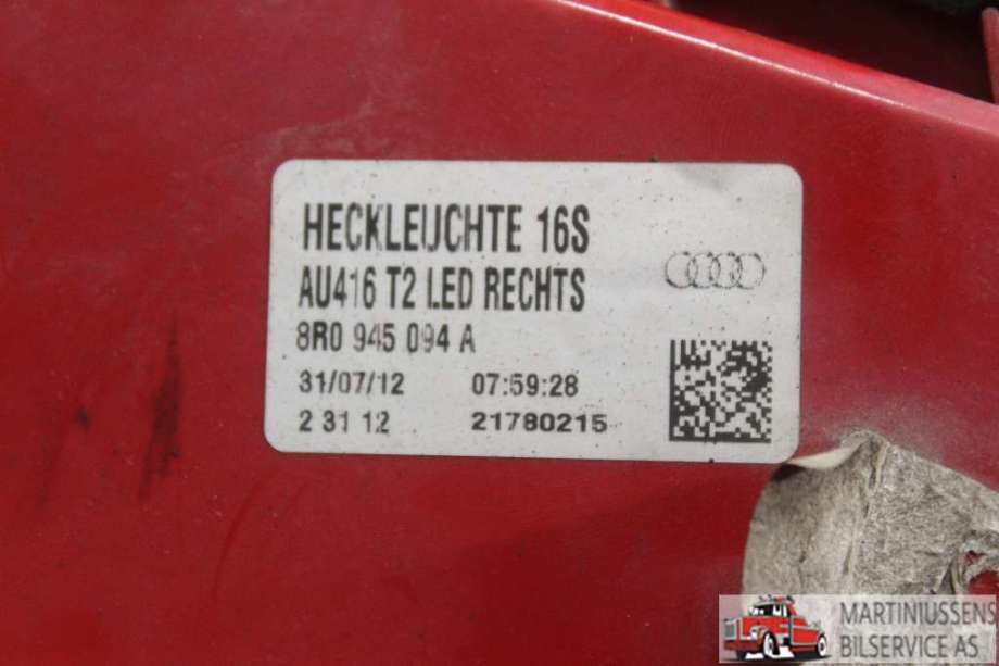 Baklykt høyre til Audi Q5 2012-2017 (Type I, Fase 2) (AUDI||8R0 945 094 A)