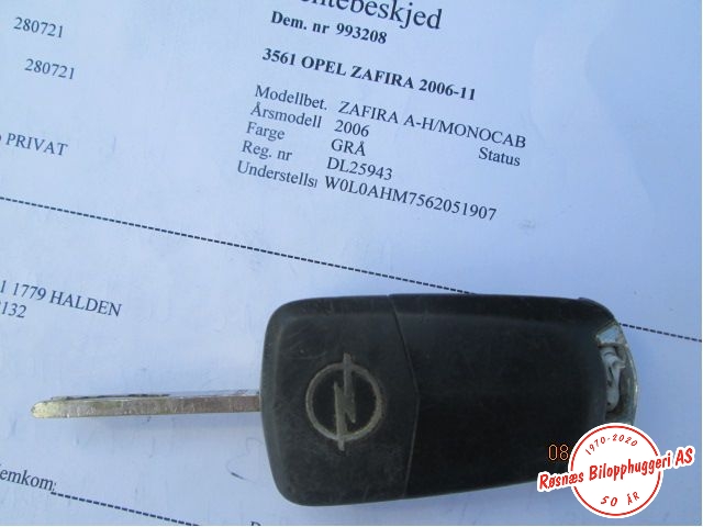 Nøkkel til Opel Zafira B 2005-2011  (OPEL|)
