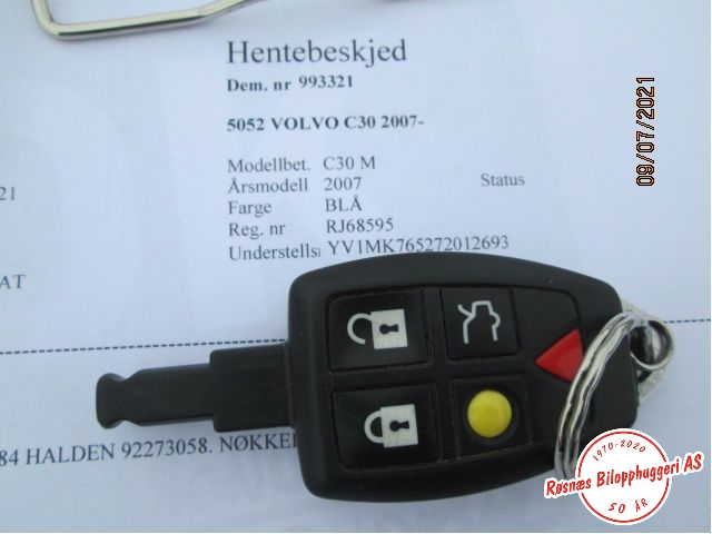 Nøkkel til Volvo C30 2006-2009 (Fase 1) (VOLVO|)
