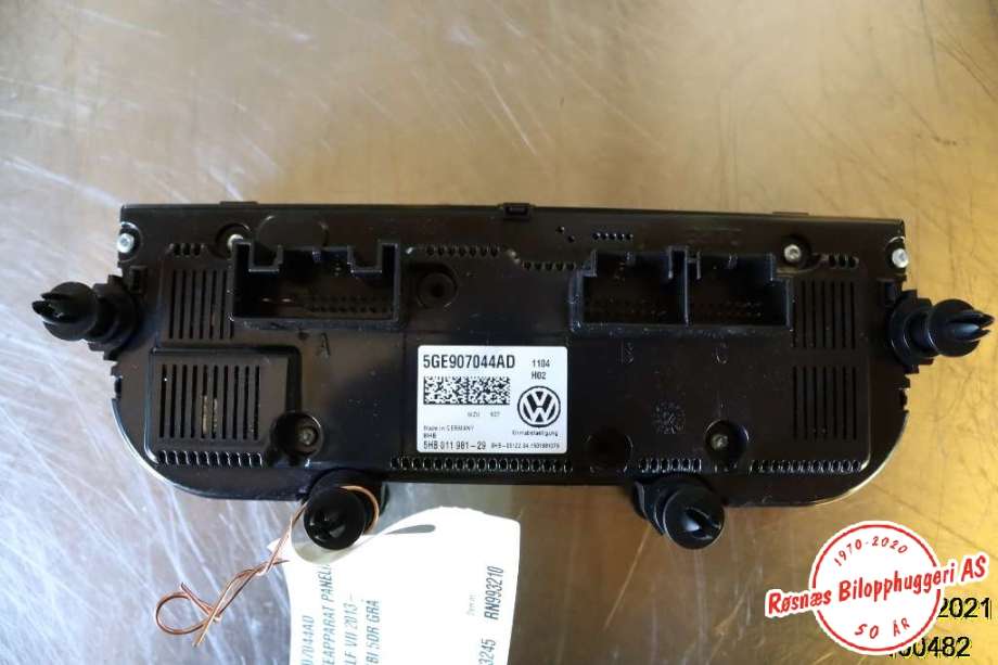 Varmeapparat betjening til VW e-Golf 2014-2017 (Fase 1)  (VOLKSWAGEN|5GE907044AD|)