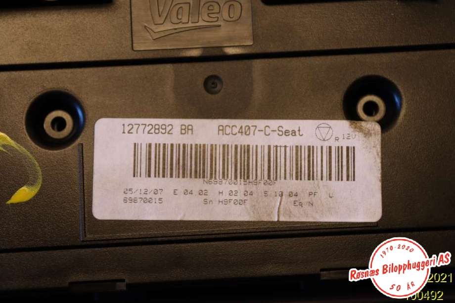 Varmeapparat betjening til Saab 9-3 2008-2011 (Type II, Fase 2) (SAAB|12772892BA|)