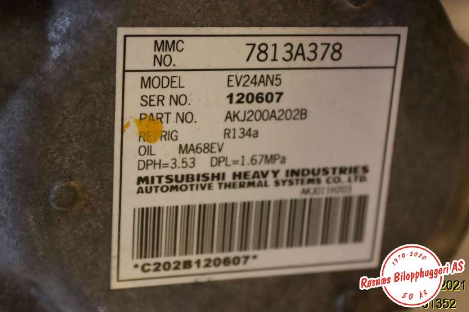Aircondition kompressor til Mitsubishi Outlander 2012-2015 (Type III, Fase 1)  (MITSUBISHI|AKJ200A202B|)