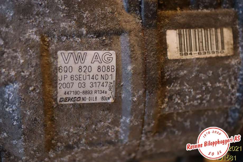 Aircondition kompressor til VW Polo 2005-2009 (Type IV, Fase 2)  (VOLKSWAGEN|6Q0 820 808B|)