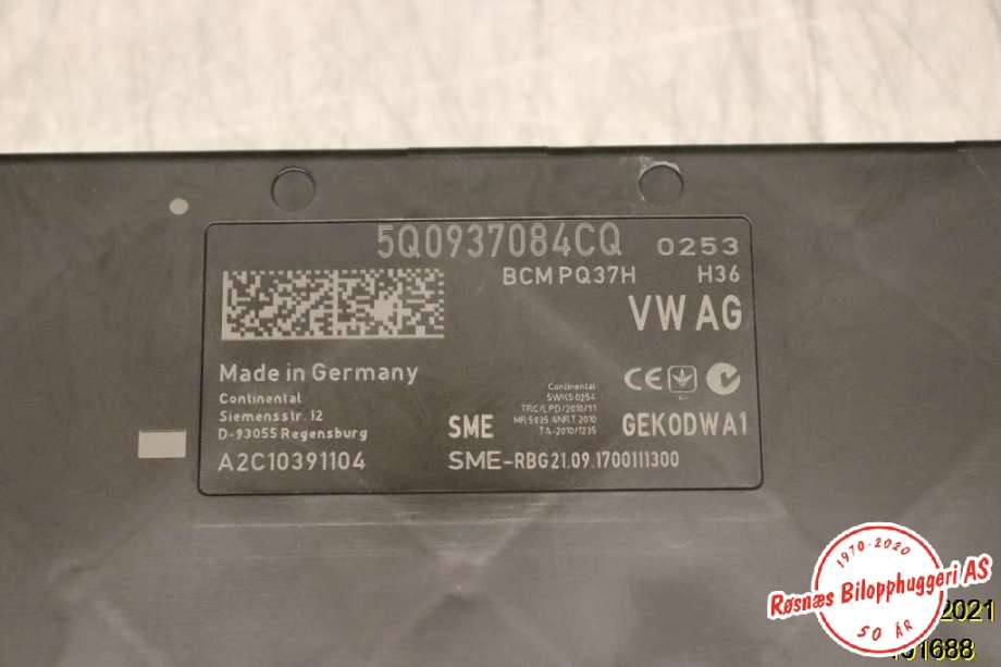 Styreenhet comfort (BCM) til Audi A3 2016-2020 (Type III, Fase 2) (AUDI|5Q0937084CQ|)