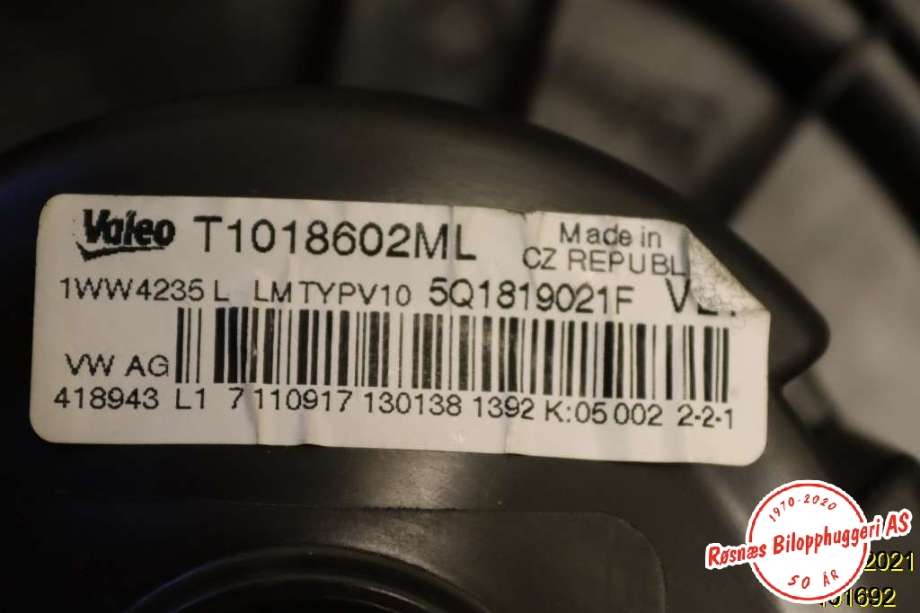 Varmeapparat motor til Audi A3 2016-2020 (Type III, Fase 2)  (AUDI|T1018602ML|5Q0.907.521.C|)