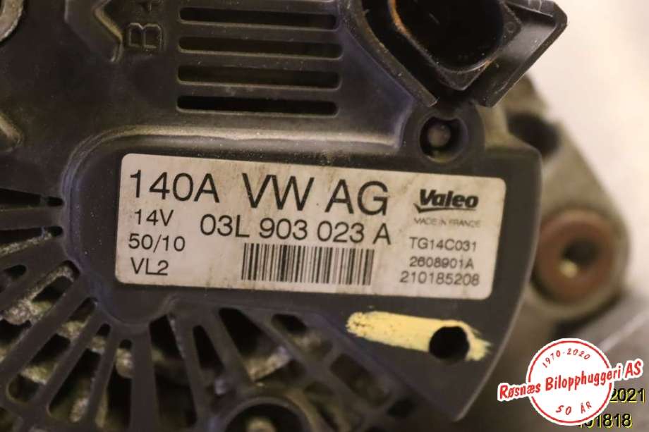 Dynamo til VW Polo 2009-2014 (Type V, Fase 1)  (VOLKSWAGEN|03L 903 023 A|)