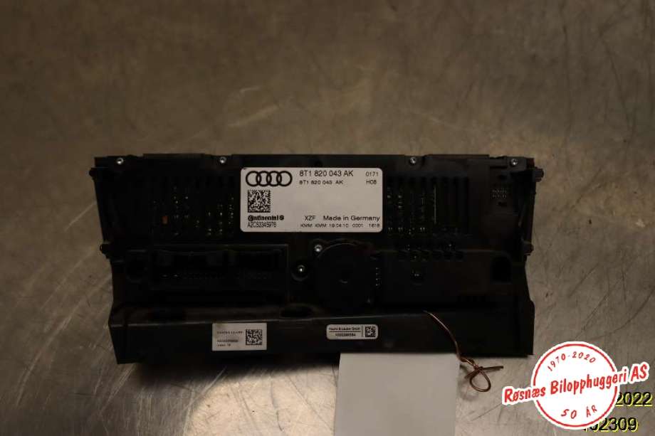 Varmeapparat betjening til Audi A4, Allroad 2009-2016 (Type I) (B8) (B8) (AUDI|8T1 820 043 AK|)