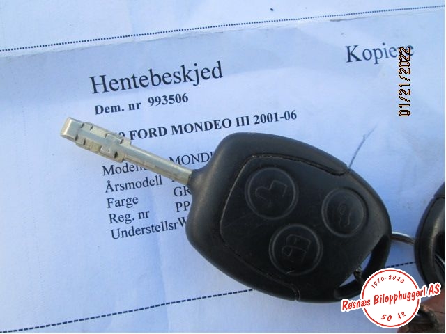 Nøkkel til Ford Mondeo 2001-2007 (Type III) (FORD|)