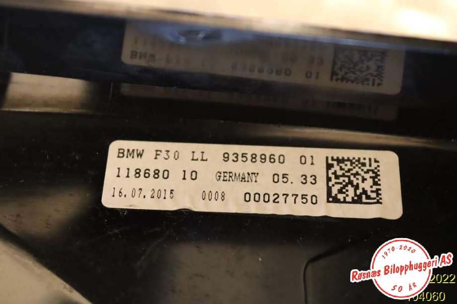 Speedometer til BMW 3-Serie 2012-2018 (F30/F31/F34) (F30/F31/F34) (BMW|9358960 01|)