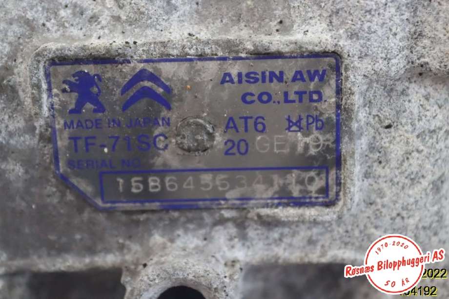 Girkasse automat til Citroën C4, Picasso 2013-2018 (Type II)  (CITROEN|98 097 615 80|16 373 097 80|)