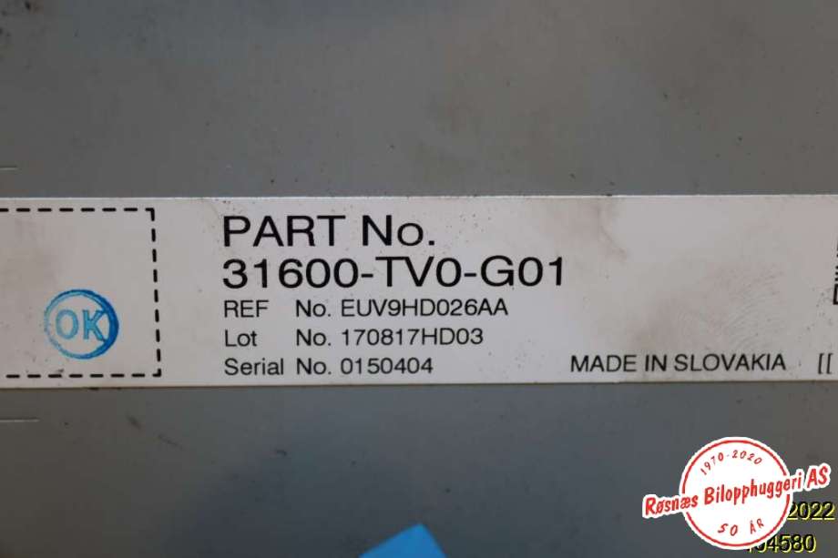 Styreenhet diverse til Honda CR-V 2012-2018 (Type IV) (HONDA|31600-TV0-G01|)