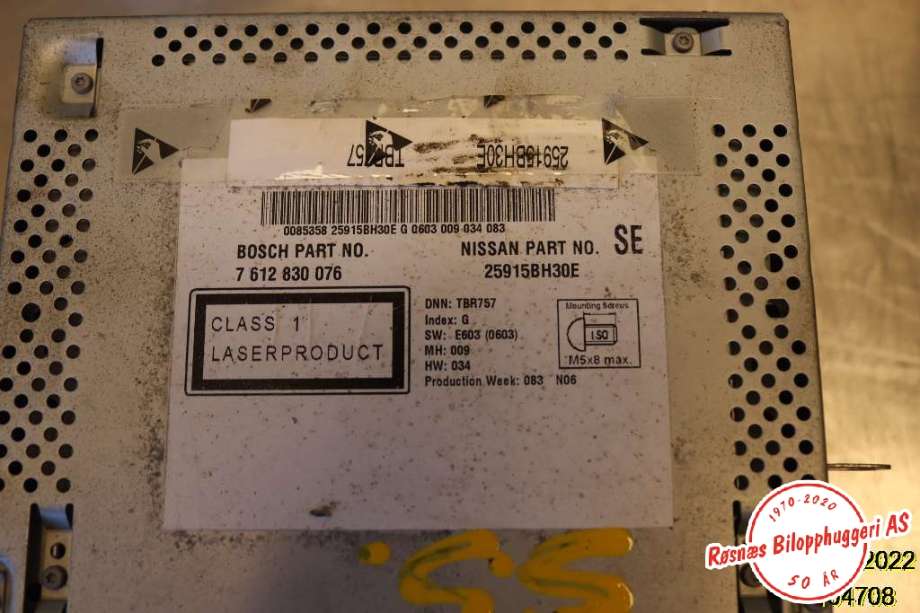 Bilstereo navigasjon til Nissan Qashqai 2010-2014 (Type I, Fase 2)  (NISSAN|25915BH30E|7 612 830 076|)