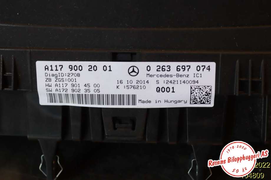 Speedometer til Mercedes CLA 2013-2019 (C117) (C117) (MERCEDES|A117 900 20 01|)