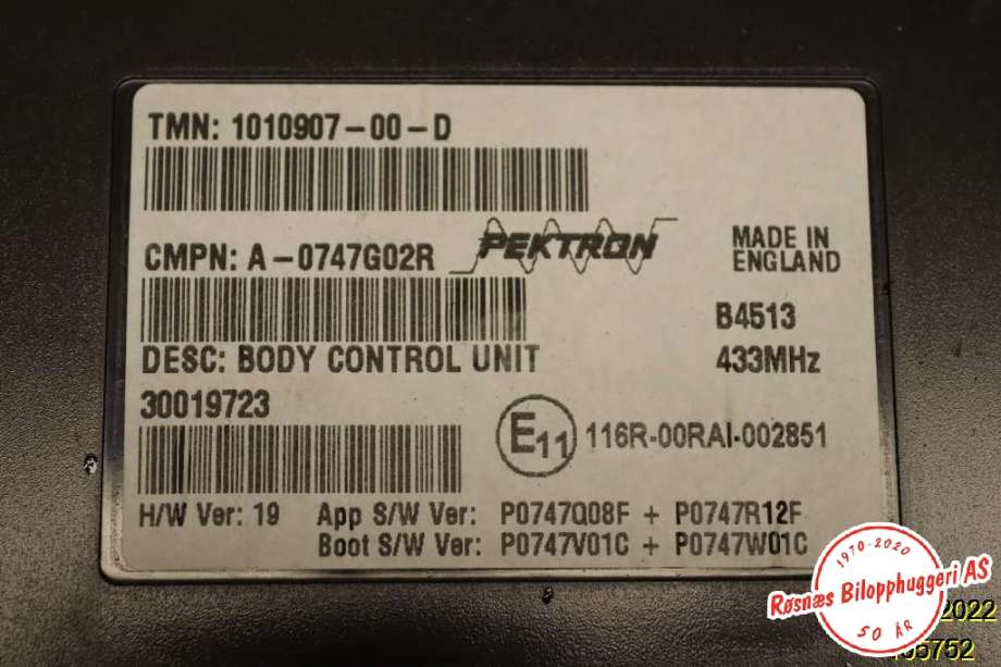 Styreenhet comfort (BCM) til Tesla Model S 2013-2016 (Fase 1)  (TESLA|1010907-00-D|)