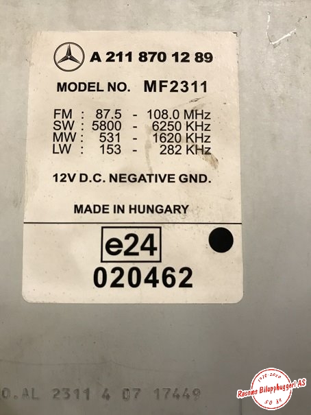Bilstereo til Mercedes E-Klasse 2002-2006 (Fase 1) (W211) (W211) (MERCEDES|A2118701289|)