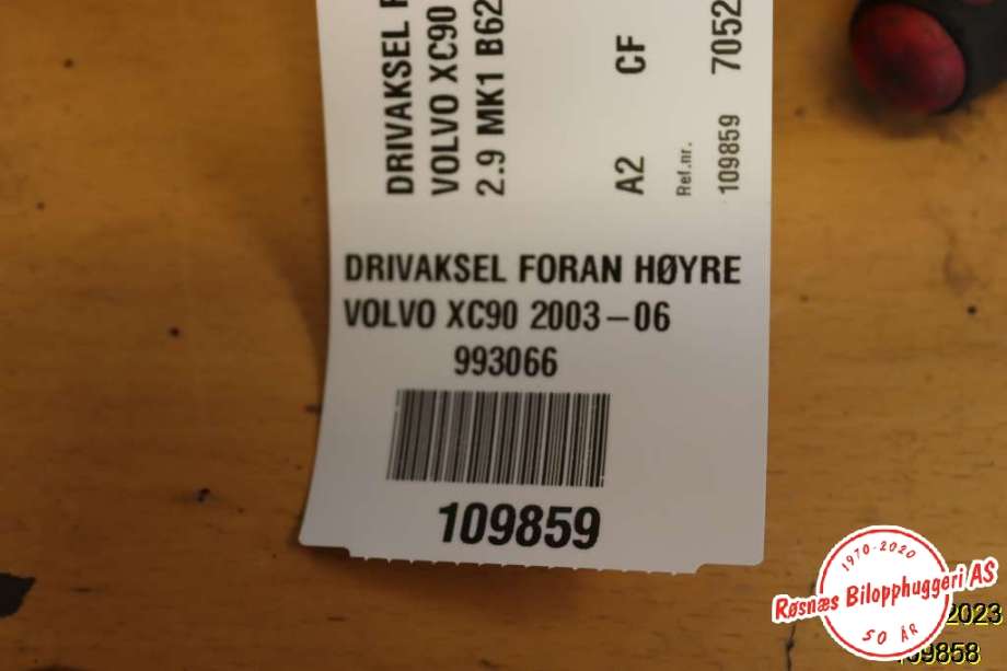 Drivaksel venstre foran til Volvo XC90 2002-2006 (Type I, Fase 1) (VOLVO|P30681387|)