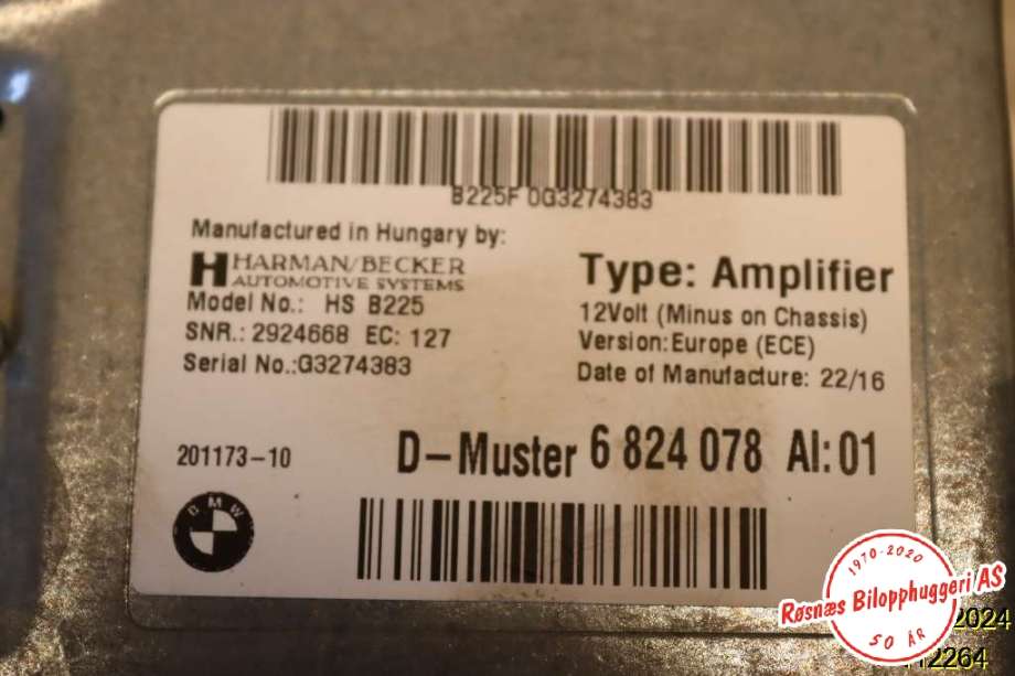 Bilstereo forsterker til BMW 2-Serie 2014-2021 (F22/F23) (F22/F23) (BMW|65 12 6 836 346|)