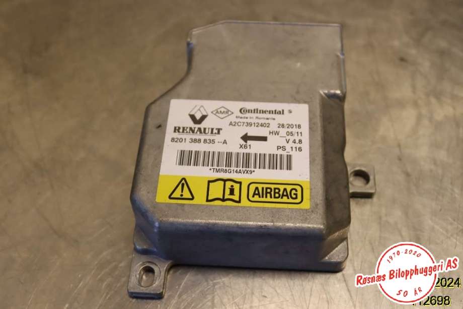 Airbag elektronikk til Renault Kangoo, 2008-2021 (Type II)  (RENAULT|8201 388 835)