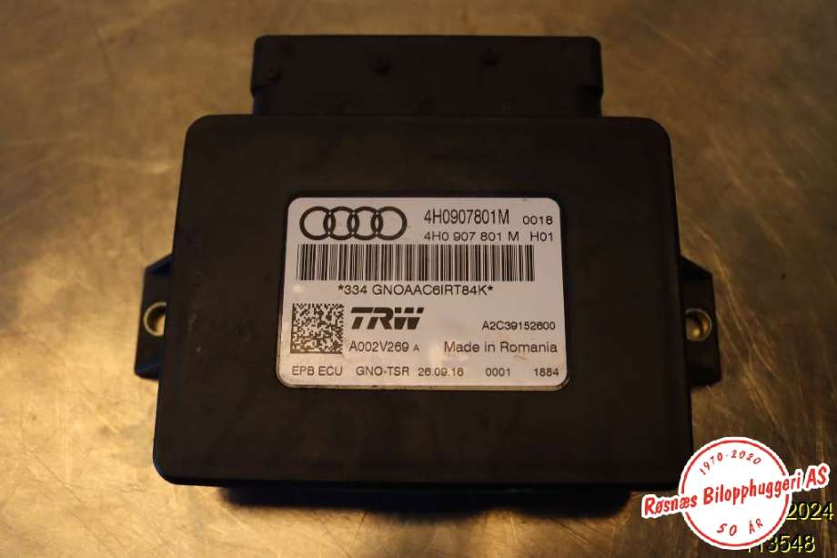 Styreenhet elektrisk parkbrems (EPB - Electric Parking Brake) til Audi A6, 2014-2018 (Type IV, Fase 2) (C7) (C7) (AUDI|4H0 907 801 M)