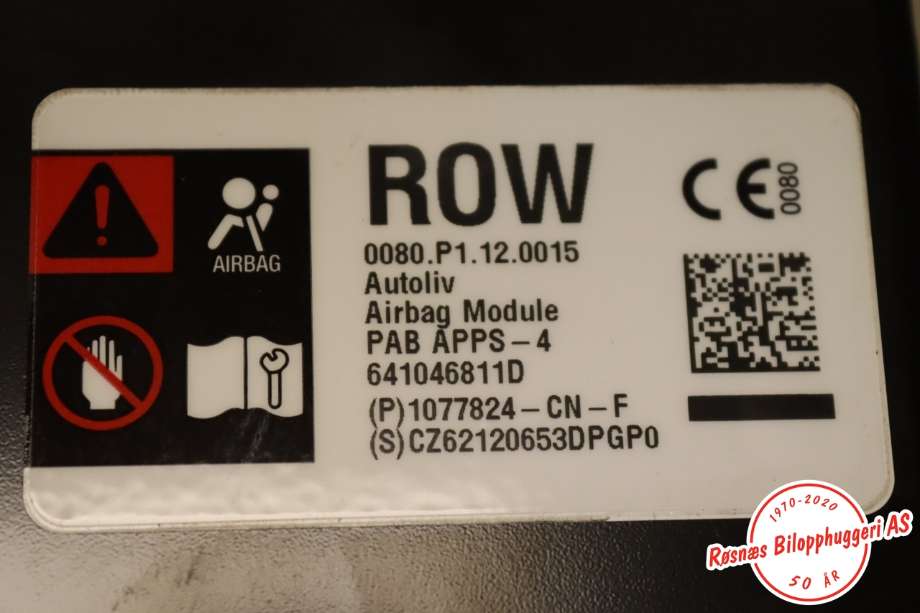 Airbag passasjer til Tesla Model 3 2018-2023 (Fase 1)  (TESLA|1077824-CN-F|)