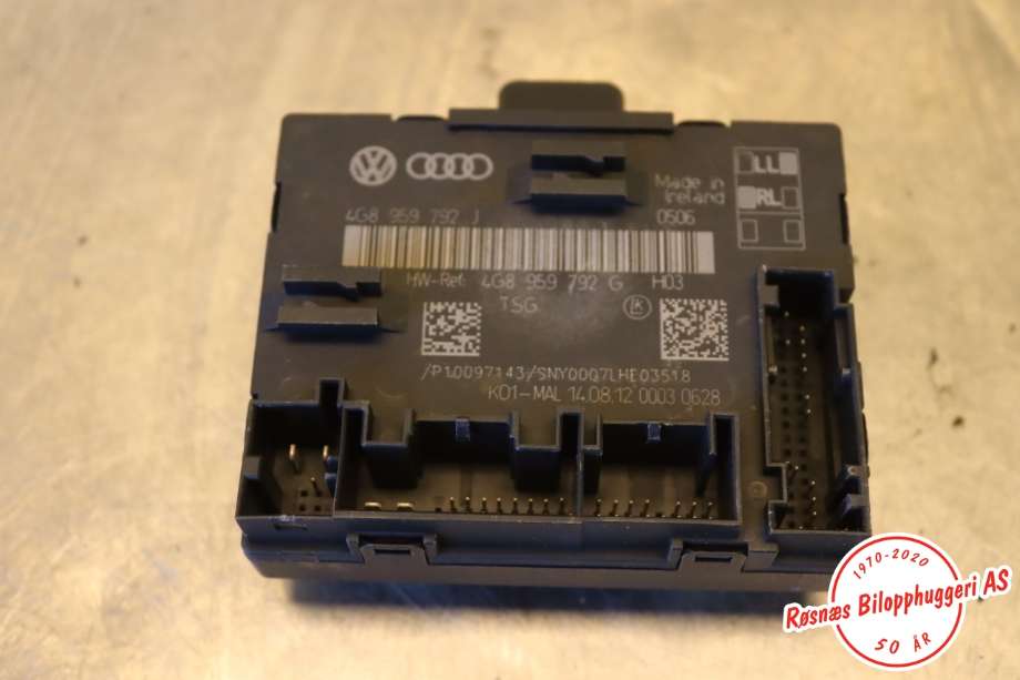 Styreenhet dør høyre foran til Audi A6, 2011-2014 (Type IV, Fase 1) (C7) (C7) (AUDI|4G8 959 792 J)