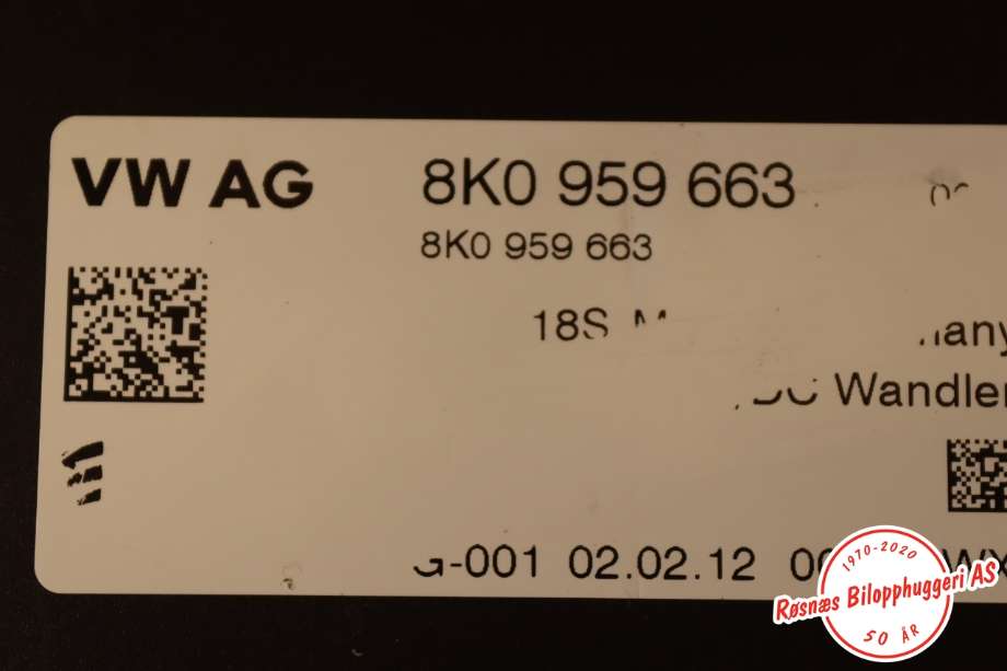 Styreenhet diverse til Audi A5 2007-2016 (Type I)  (AUDI||8K0959663)